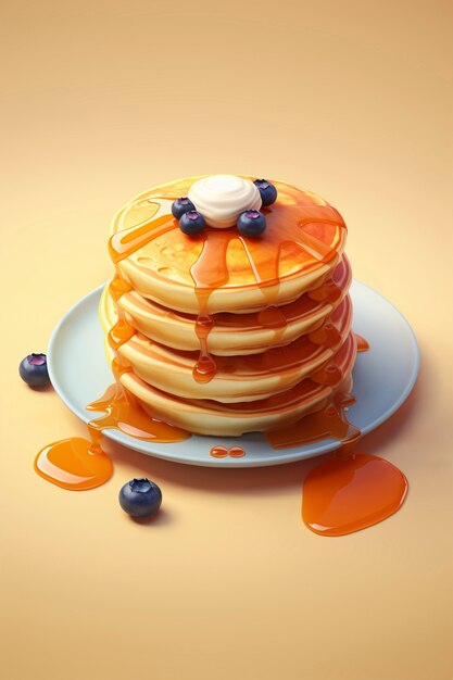 Photo gratuite des crêpes 3d délicieuses, nature morte.