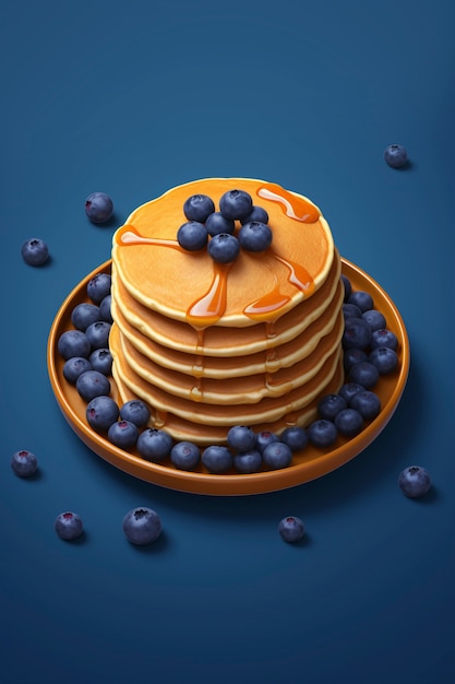 Photo gratuite des crêpes 3d délicieuses, nature morte.