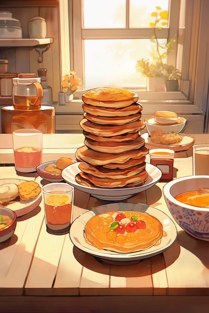 Photo gratuite des crêpes dans le style anime