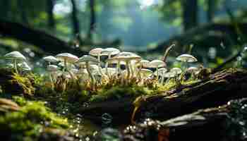 Photo gratuite la croissance fraîche de l'automne une beauté de champignon dans la forêt naturelle générée par l'ia