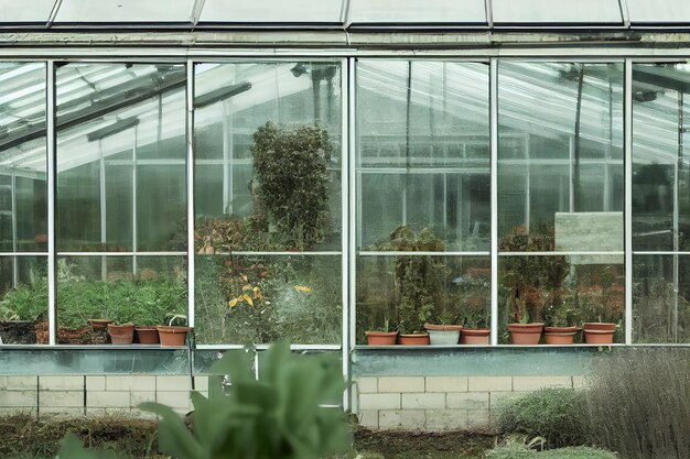 Croissance des plantes dans la fenêtre de la serre avec l'IA générative de la technologie agricole