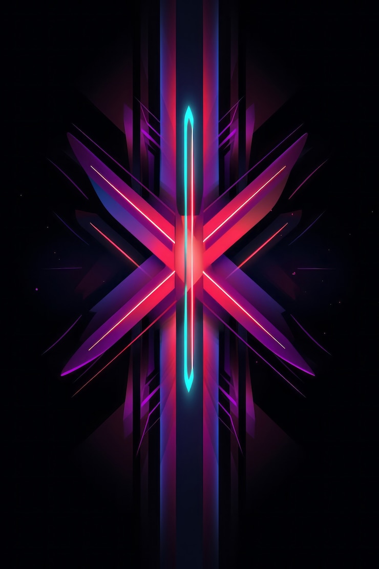 Photo gratuit une croix 3d complexe avec des lumières vives