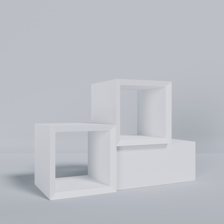 Photo gratuit des cubes blancs à fond 3d