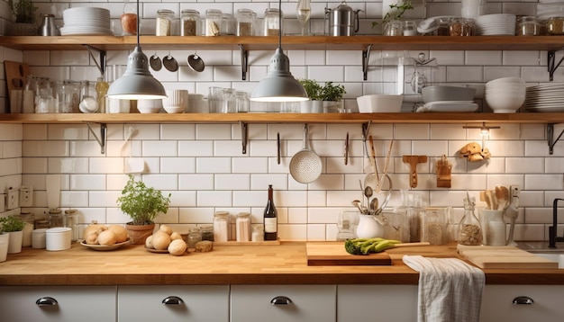 Cuisine saine dans une cuisine domestique moderne à l'intérieur générée par l'IA