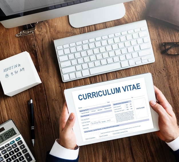 Photo gratuite curriculum vitae cv concept de demande d'emploi