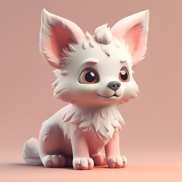 Cute chien de dessin animé sur fond rose illustration de rendu 3D