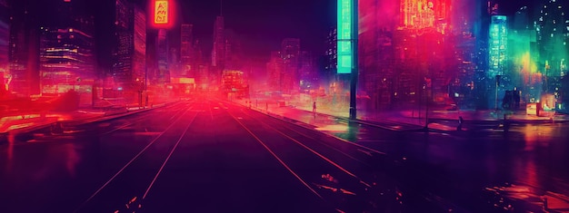 Photo gratuite cyberpunk néon ville nuit scène de ville futuriste dans un style de pixel art fond d'écran des années 80 rétro futur illustration générative de l'ia scène urbaine