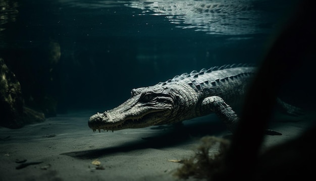 Photo gratuite danger sous-marin le crocodile du nil se cache dans l'ia générative des marais