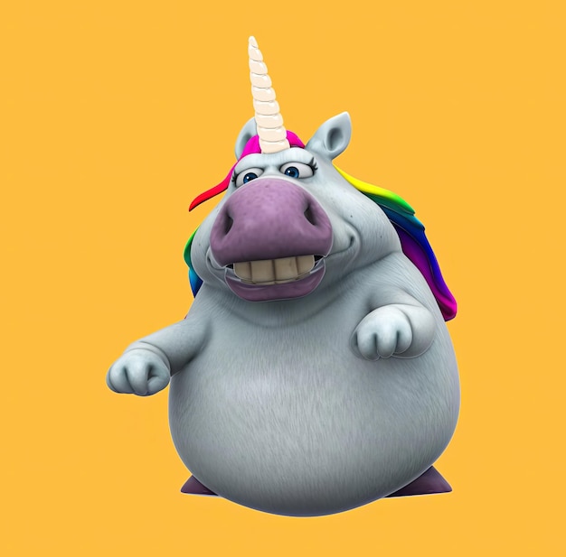 La danse de la licorne de dessin animé en 3D