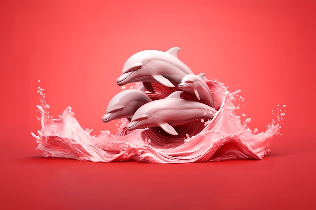 Photo gratuite un dauphin en 3d aux couleurs vives