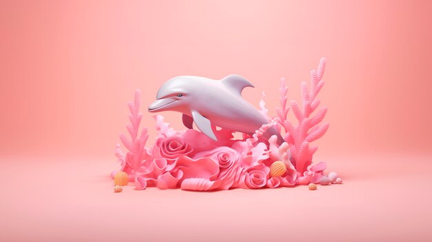 Photo gratuite un dauphin en 3d aux couleurs vives