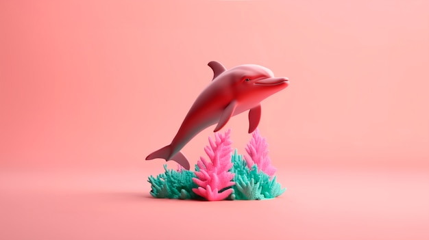 Photo gratuite un dauphin en 3d aux couleurs vives