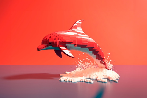 Photo gratuite un dauphin en 3d aux couleurs vives