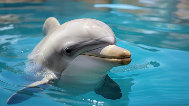 Dauphin regardant au-dessus du bord de l'eau