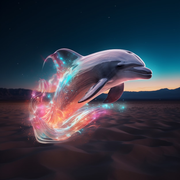 Photo gratuite des dauphins en 3d en plein air