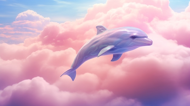 Photo gratuite des dauphins en 3d en plein air