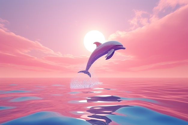 Photo gratuite des dauphins en 3d en plein air