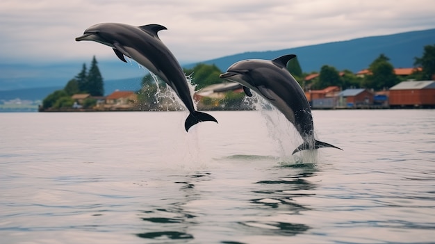 Photo gratuite dauphins sautant hors de l'eau