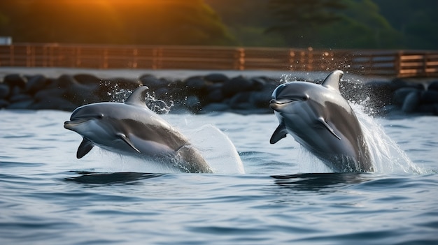 Photo gratuite dauphins sautant hors de l'eau