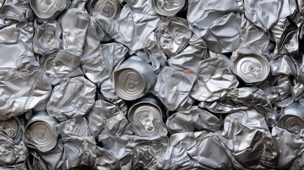 Photo gratuite des déchets d'aluminium recyclables représentés à travers des boîtes comprimées