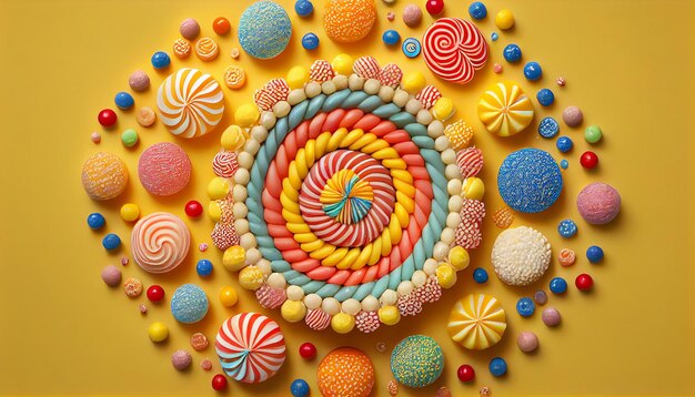 Décoration de bonbons multicolores avec des motifs abstraits et des formes IA générative
