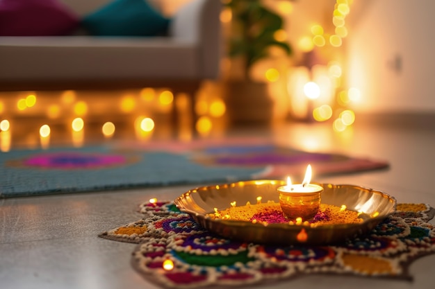 Photo gratuite décoration de bougies navratri très détaillée