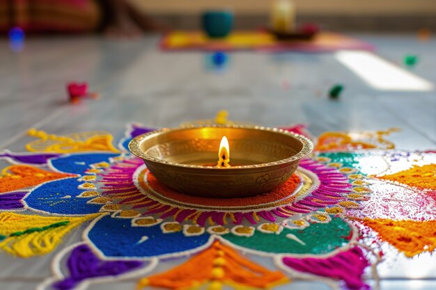 Décoration de bougies Navratri très détaillée