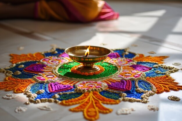 Décoration de bougies Navratri très détaillée