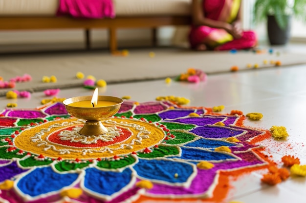 Photo gratuite décoration de bougies navratri très détaillée