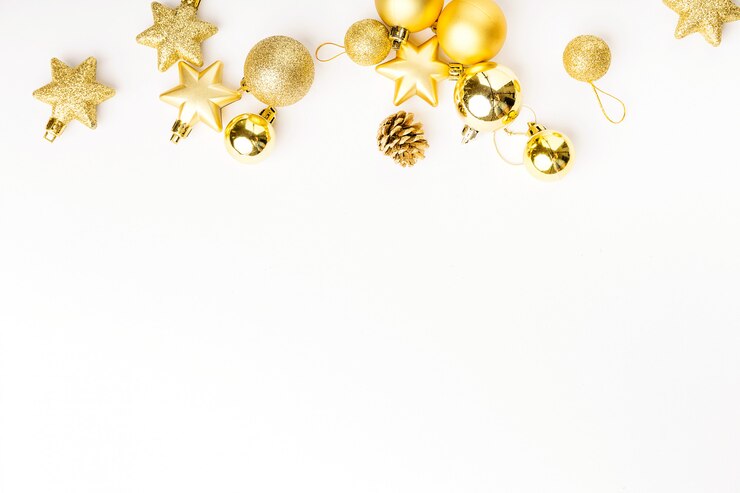 Photo gratuit décoration dorée de noël sur blanc