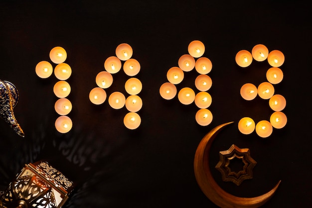 Décoration du nouvel an islamique avec le symbole de la lune