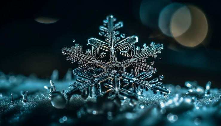 Photo gratuit décoration de flocon de neige d'hiver cristal de glace abstrait étincelant généré par l'ia