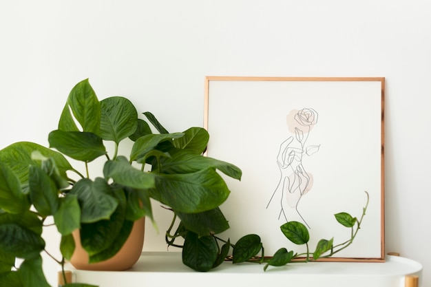 Décoration d'intérieur pour amoureux des plantes avec cadre photo