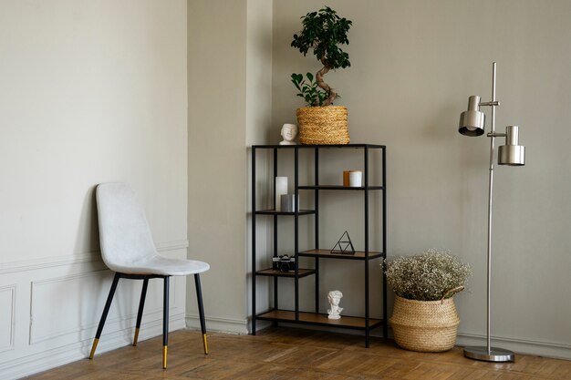 Décoration intérieure de la chambre avec des plantes en pot