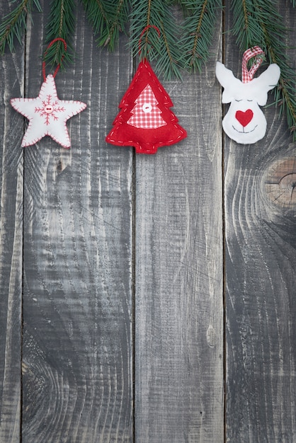 Décoration De Noël Sur Des Planches De Bois