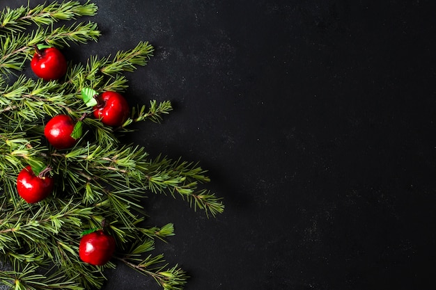 Décoration de Noël plate avec espace de copie