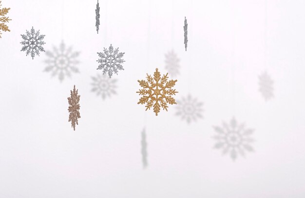 Décoration de Noël simple flocons de neige sur fond blanc