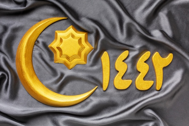 Photo gratuite décoration de nouvel an islamique avec conception islamique de lune et d'étoile