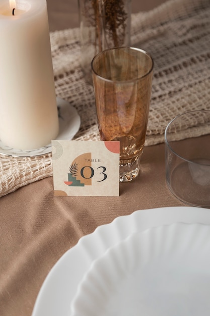 Photo gratuite décoration de numéro de table de mariage