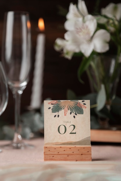 Photo gratuite décoration de numéro de table de mariage