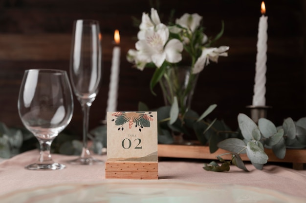 Photo gratuite décoration de numéro de table de mariage