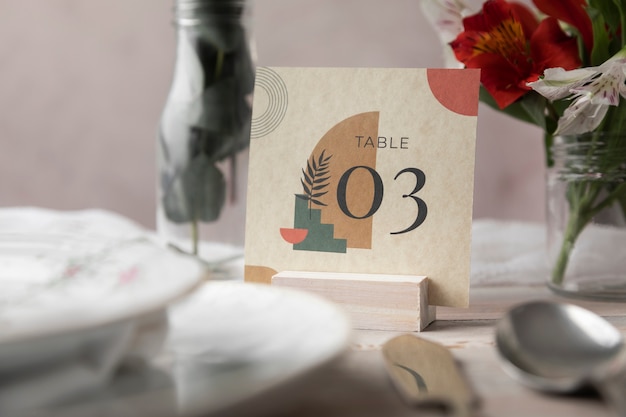 Photo gratuite décoration de numéro de table de mariage