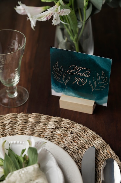 Photo gratuite décoration de numéro de table de mariage