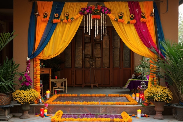 Décoration de porte Navratri très détaillée