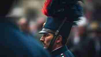 Photo gratuite le défilé militaire présente l'uniforme traditionnel et les armes générées par l'ia