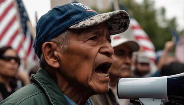 Un défilé de spectateurs patriotes célèbre la liberté générée par l'IA