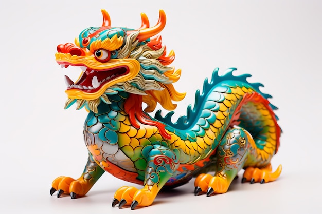 Déité du dragon coloré traditionnel asiatique sur un fond clair