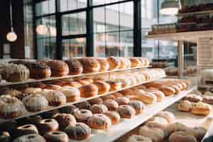 Photo gratuite délicieuse boutique de beignets générée par ai