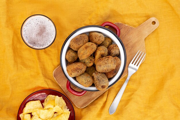 Délicieuse composition de croquettes frites