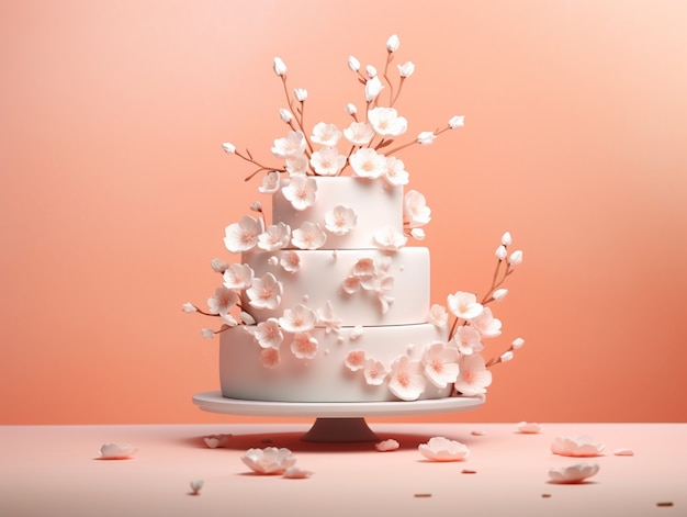 Photo gratuite une délicieuse conception de gâteau de mariage en 3d